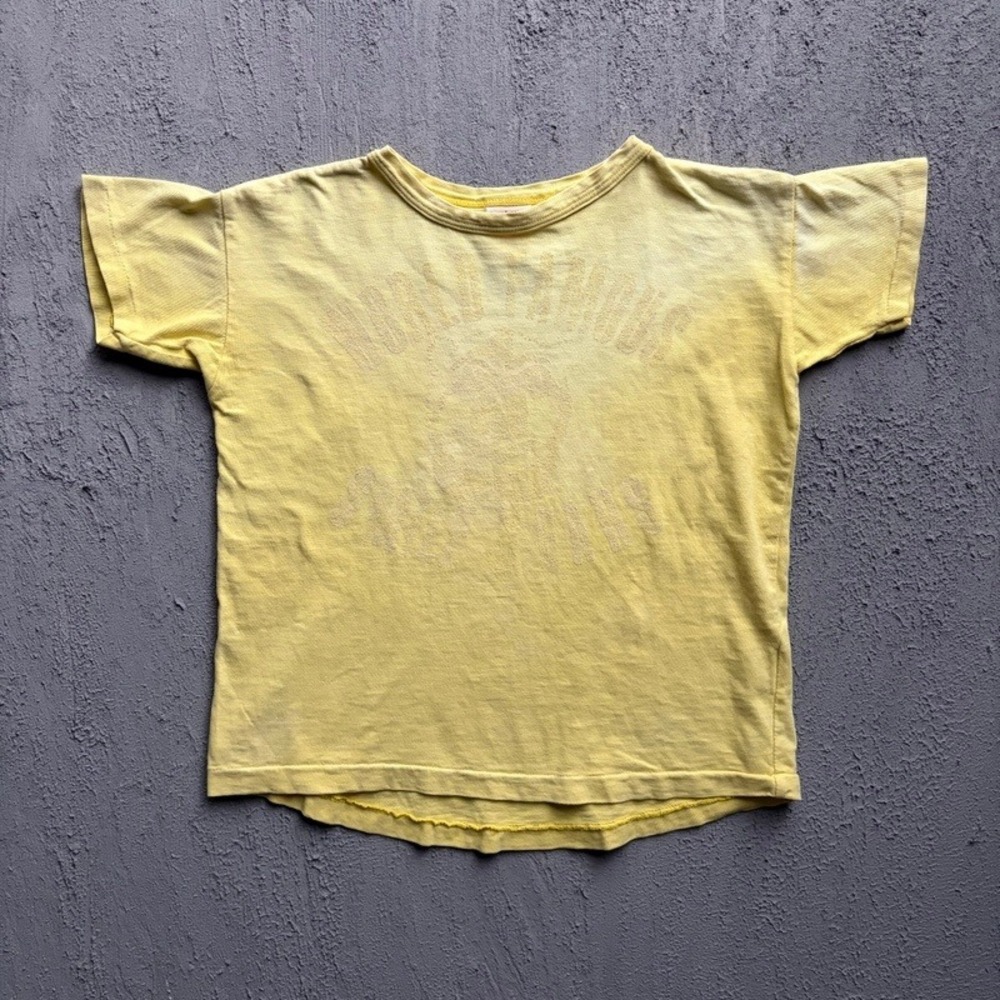 Denim Dungaree T-Shirt Small 110CM Yellow Smile Japan Baby Tee